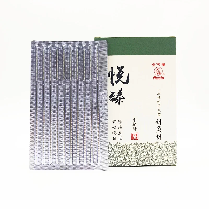 Hwato 100pcs/Box nonreusable Sterile Flat Handle Acupuncture Needle Medical Beauty Massager for Body for Massage