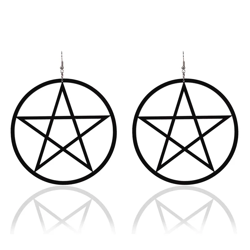 Big Black Pentagram Acrylic Hanging Dangling Earrings Women Lightweight Bijoux Classic Large Star Earrings Jewelry Brincos 2020