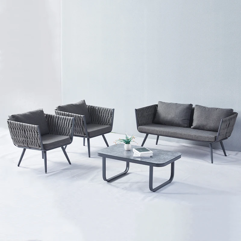 2023 traditional outdoor furniture teak sunbed lounge one seat fabric grey balcony iron frame garden sets 1 set in metal