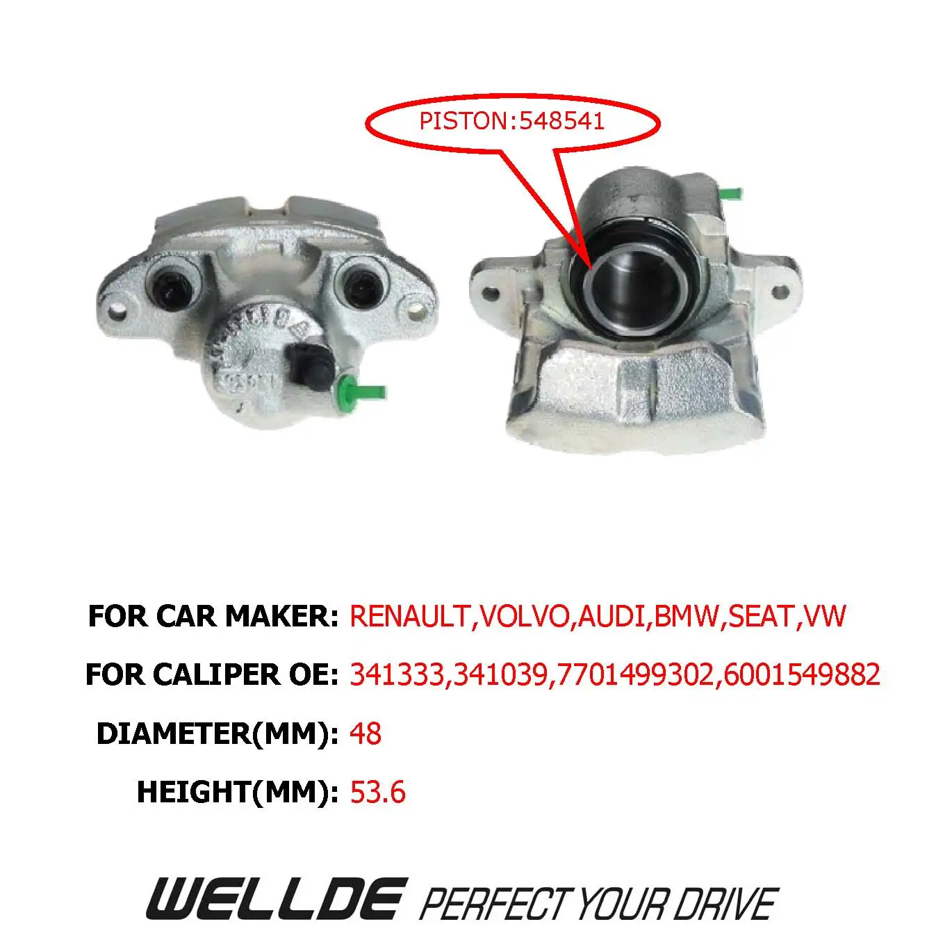 STC1918 FRONT BRAKE CALIPER PISTON FOR VW GOLF FOR RENAULT MEGANE FOR AUDI COUPE D02535 234810 9945781 341744 8699022 150236-C