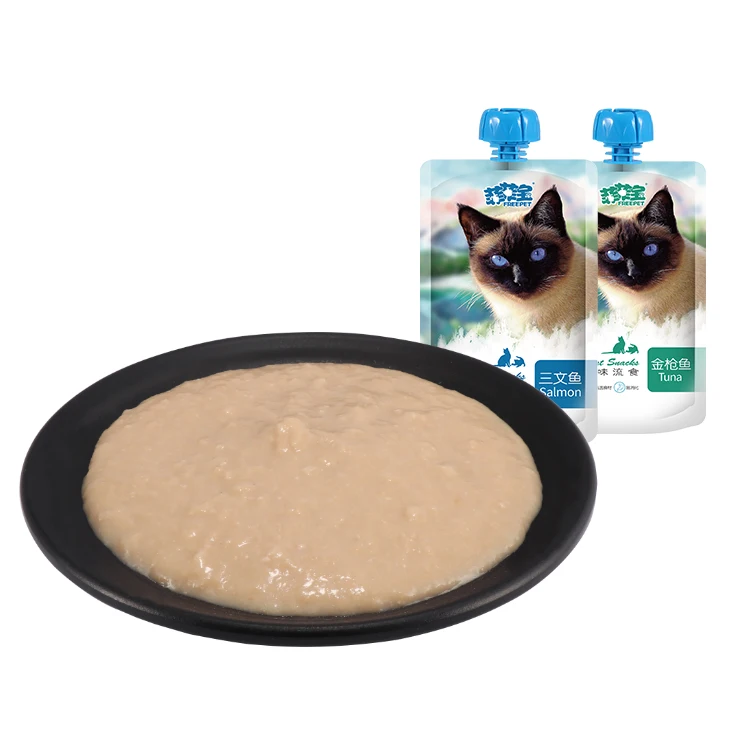 OEM ODM natural cat wet food pouch good tasty tuna/salmon flavor cat snacks cat wet food