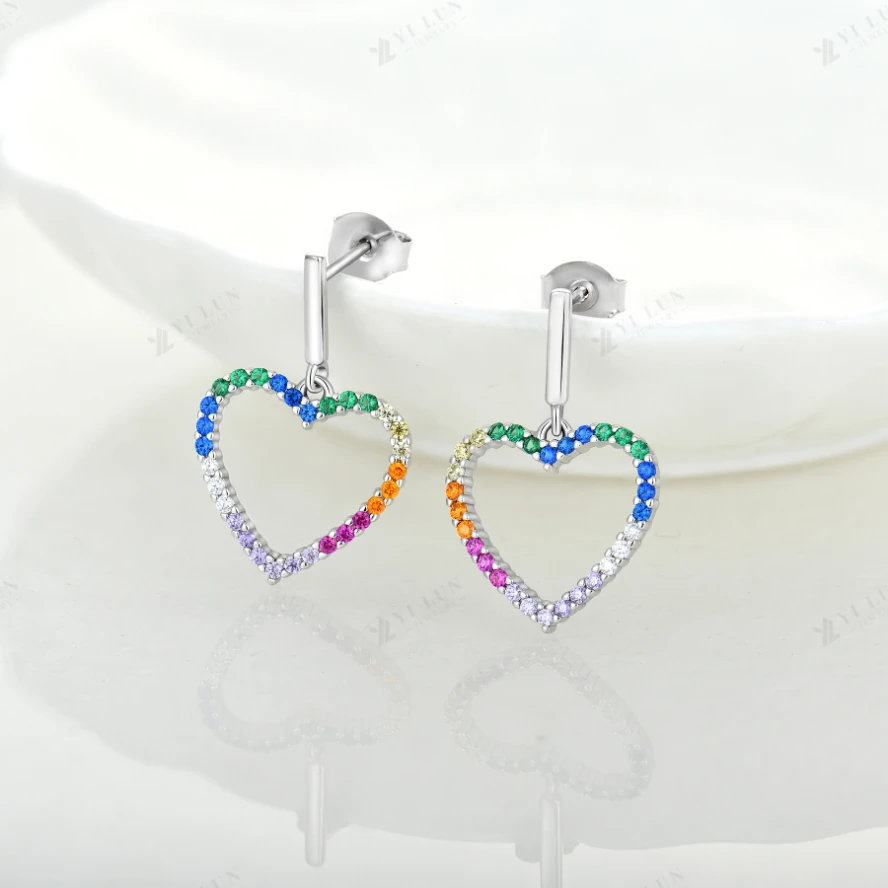 YL 925 Sterling Silver Earrings Necklace Set Rainbow Diamond Cubic Zircon Fashion Jewelry Luxury Jewelry Sets for Women