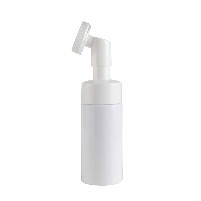 Facial cleanser 30ml 50ml 100ml 150ml 200ml clear white  PET plastic mousse foam pump bottle with silicone brush