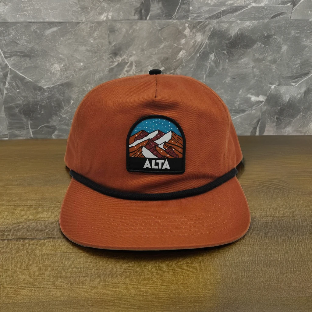 JEYA Custom 5 Panel Red Cotton Black Rope Baseball Sports Cap with Woven Patch Logo Unstructured Men Snapback hats