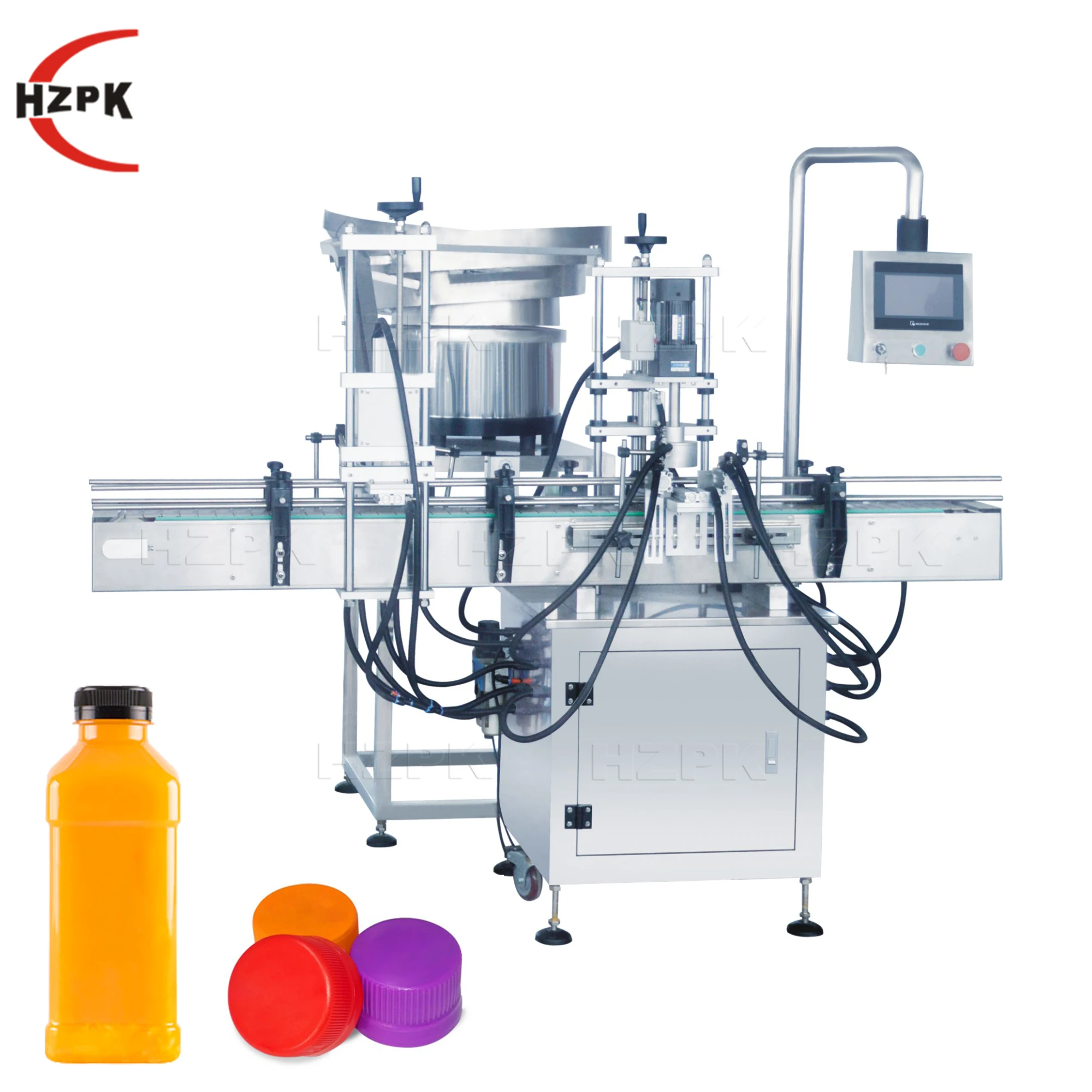 HZPK Automatic Customized Linear ropp Duckbill Screw Capping Machine For Bottle cap