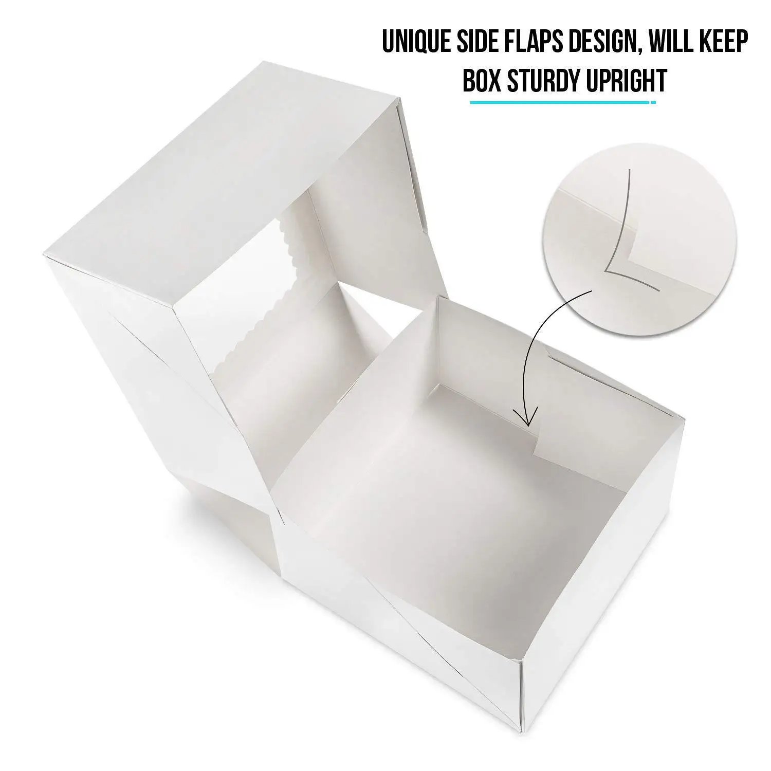 10x10x5 Inches Square Cake Boxes with Window White kraft Paper Cardboard Bakery gift Box