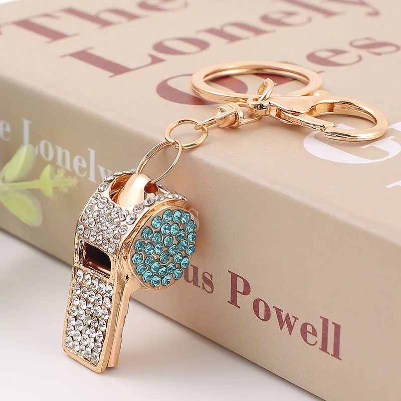 Diamond Rhinestone Safety Survival Whistle Trendy metal Key Chains Key Ring Self Defense Beautiful Bling Keychain Creative Gifts