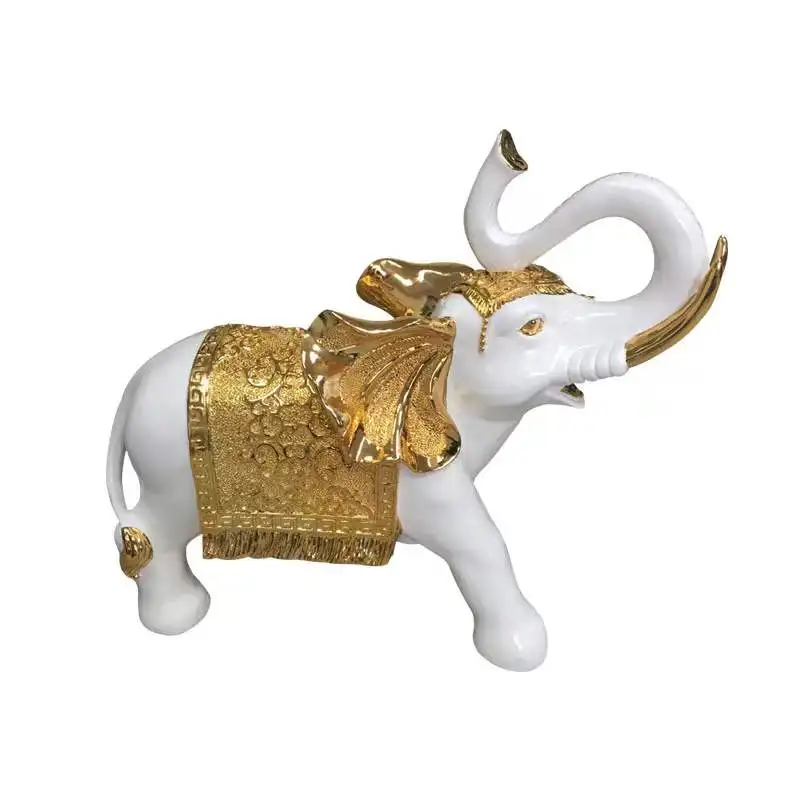 china resin craft figurine  family indoor silver golden fiberglass elephant statues sculpture