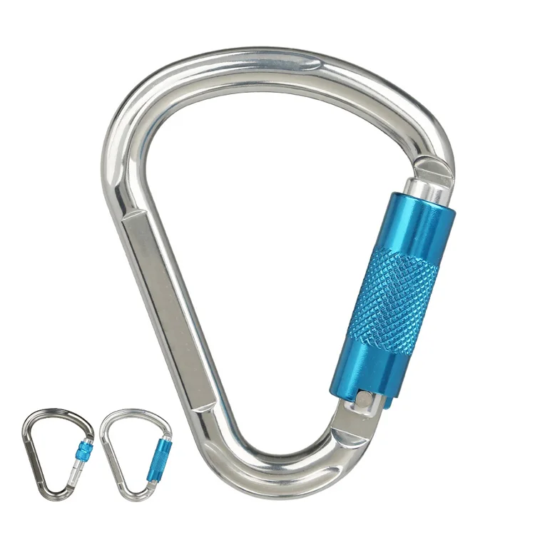 High Hardness 25kN Large Opening HMS Aluminium Screwgate Outdoor Rock Climbing Locking Carabiner hooks