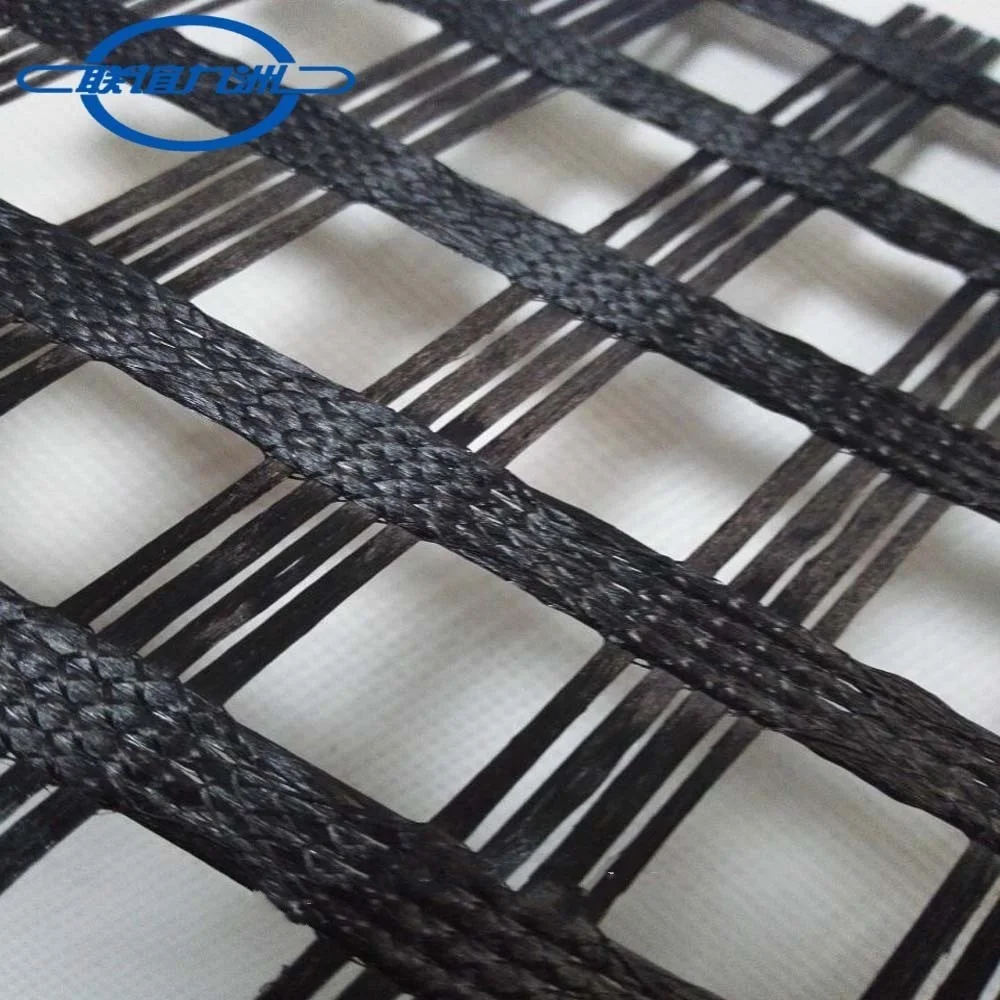 PET Geogrid Biaxial Uniaxial polyester Geogrid For  Road High Strength Biaxial Fiberglass Plastic  Warp knitted polyester geogri