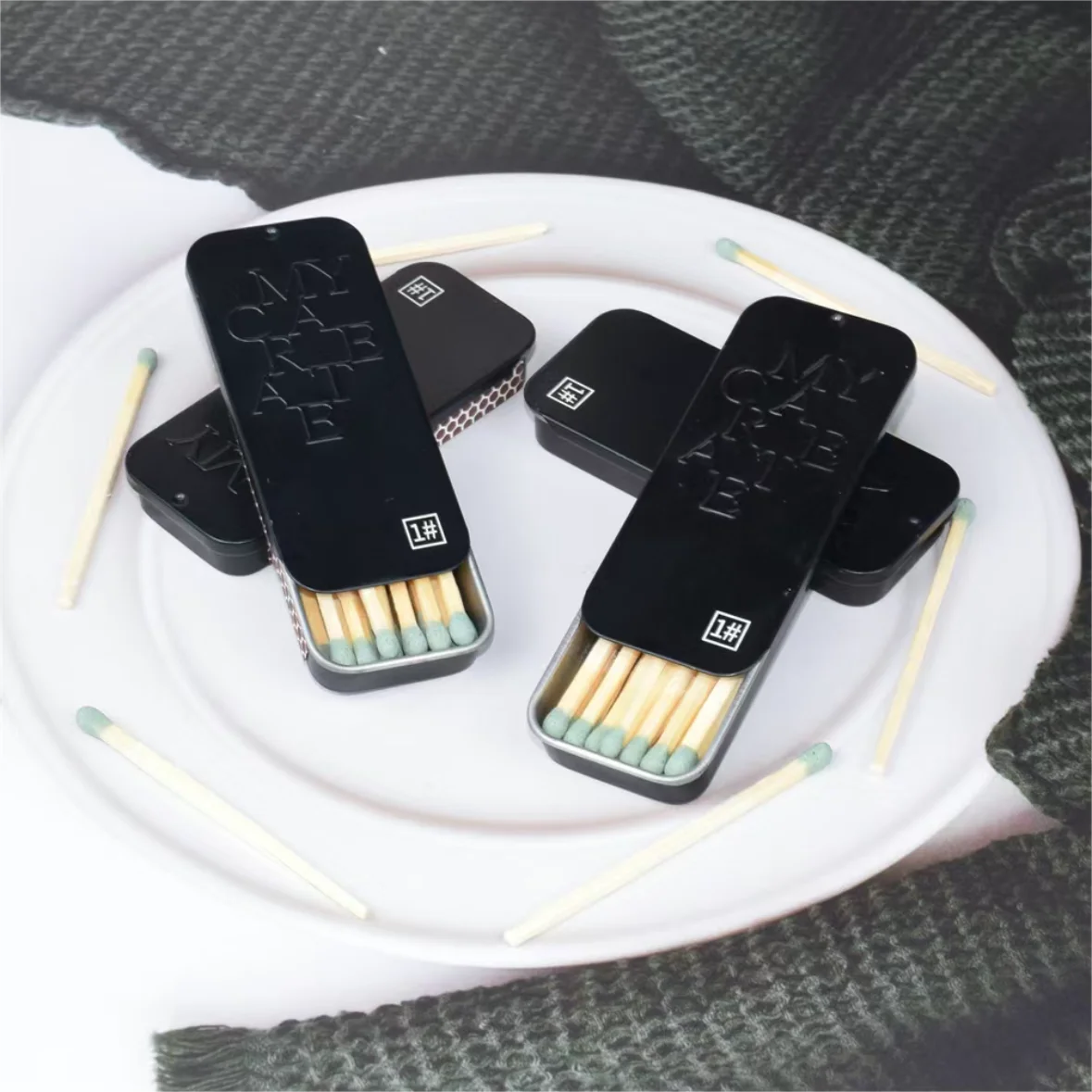 Box Matches Iron Box Customized Logo Black Matches Black Box Aromatherapy Candle Matches Safe Home Matches