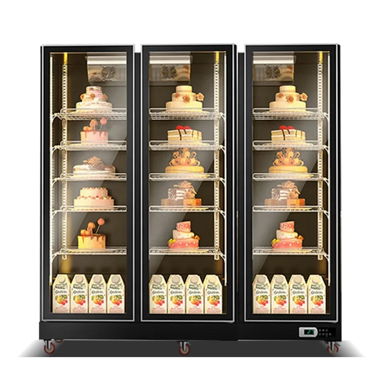 Refrigeration Equipment Four Glass Doors Cake Display Showcase Refrigerator