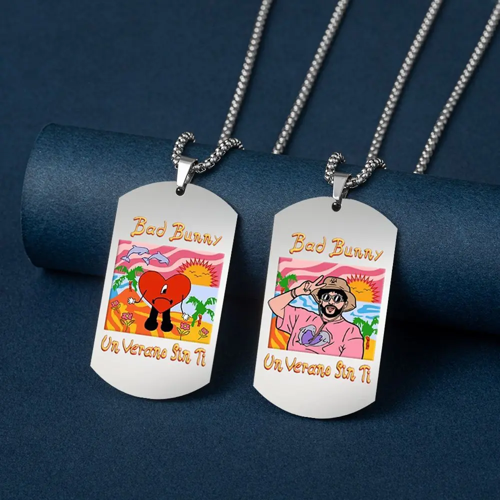 Stainless Steel Rabbit Bad Bunny Necklace Popular Singer Fans Gift Collares Jewelry For Women Men Collier Femme Pendant