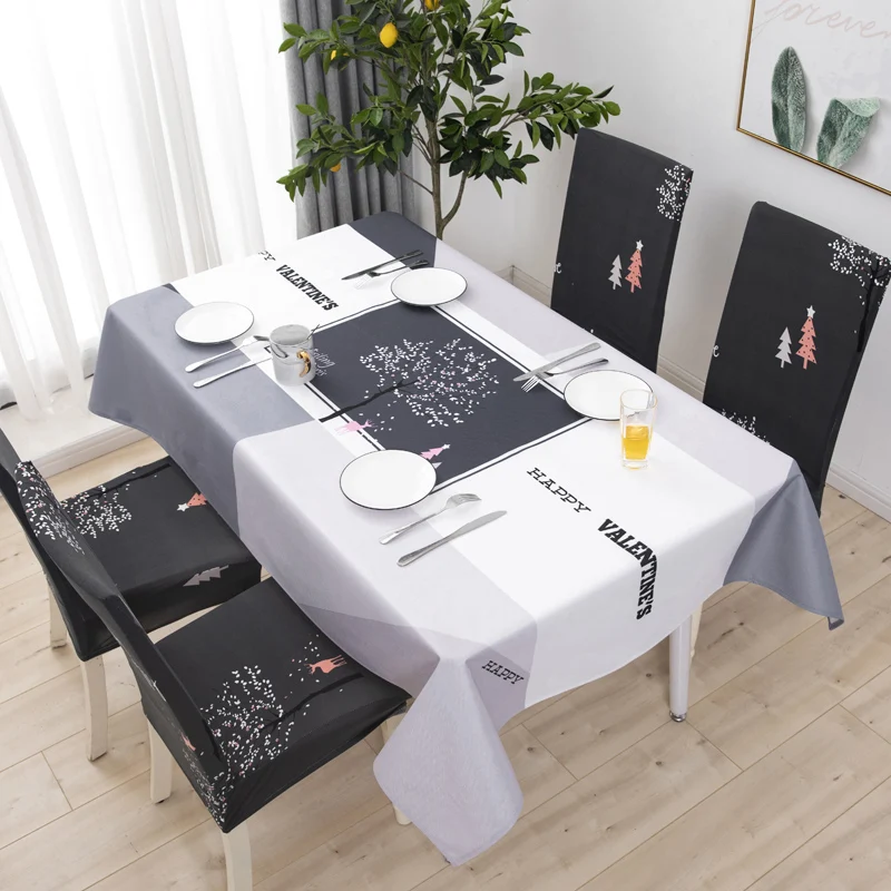 100% Polyester Water Resistant Tablecloth Rectangular Tea Dinner Table Cover Kitchen Party Table Decorations Covers Ornaments