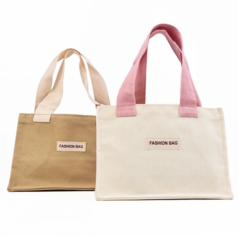 Japanese Korean Daily Style Portable Women Floral Plaid Canvas with Lace Tote Lunch Shoulder Bag Mini Handbag Organizer for Girl