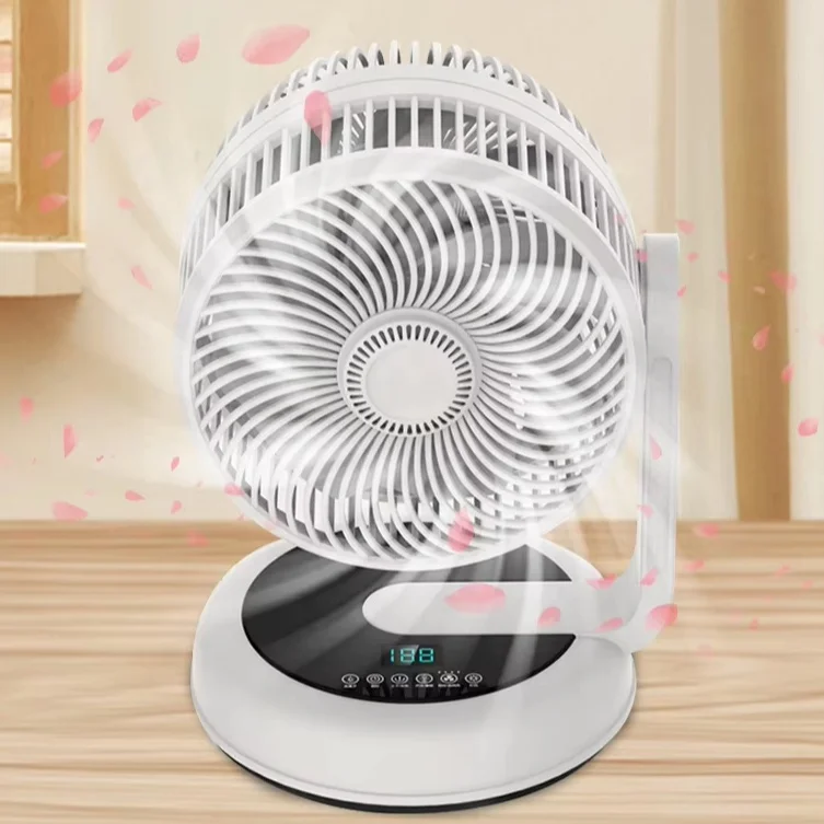 Smart appliances anion dual turbine convection fans with telecontrol dual air blades DC mute desktop air circulation fan