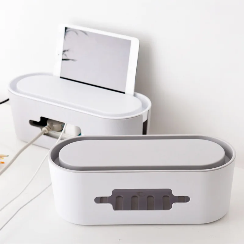 
New Style Anti-dust Phone Holder Multi Power Plug Socket Storage Box Cable Wire Cord Organizer Box 