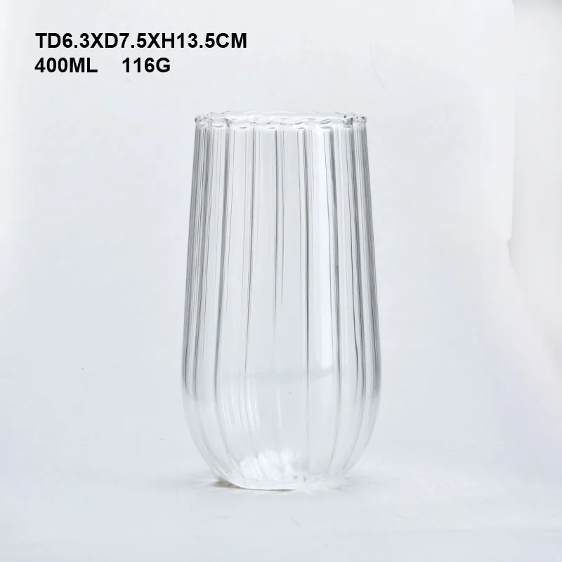 Light luxury high quality vertical pattern clear glass vase