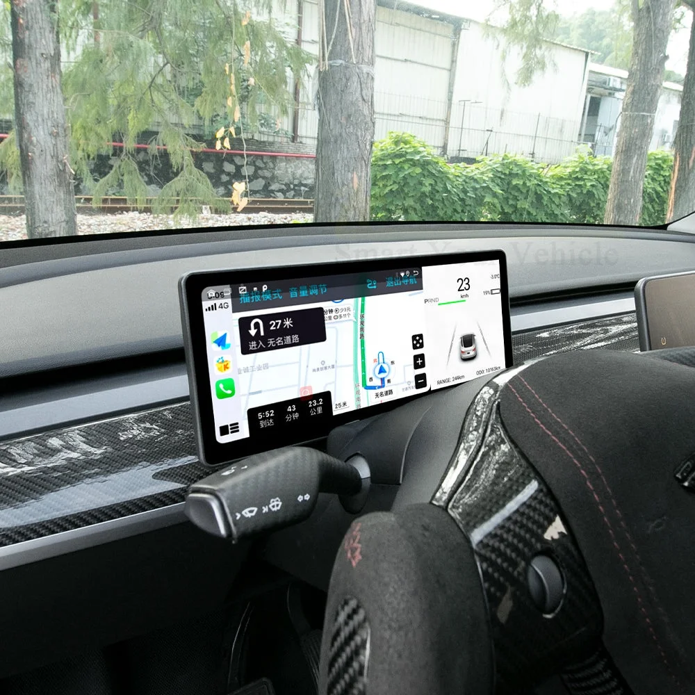 Hansshow 10.25Inch Hud Support 4G SIM Card Wifi BT Android Auto Wireless Carplay Screen For Tesla Model 3 Y OTA Online Upgrade