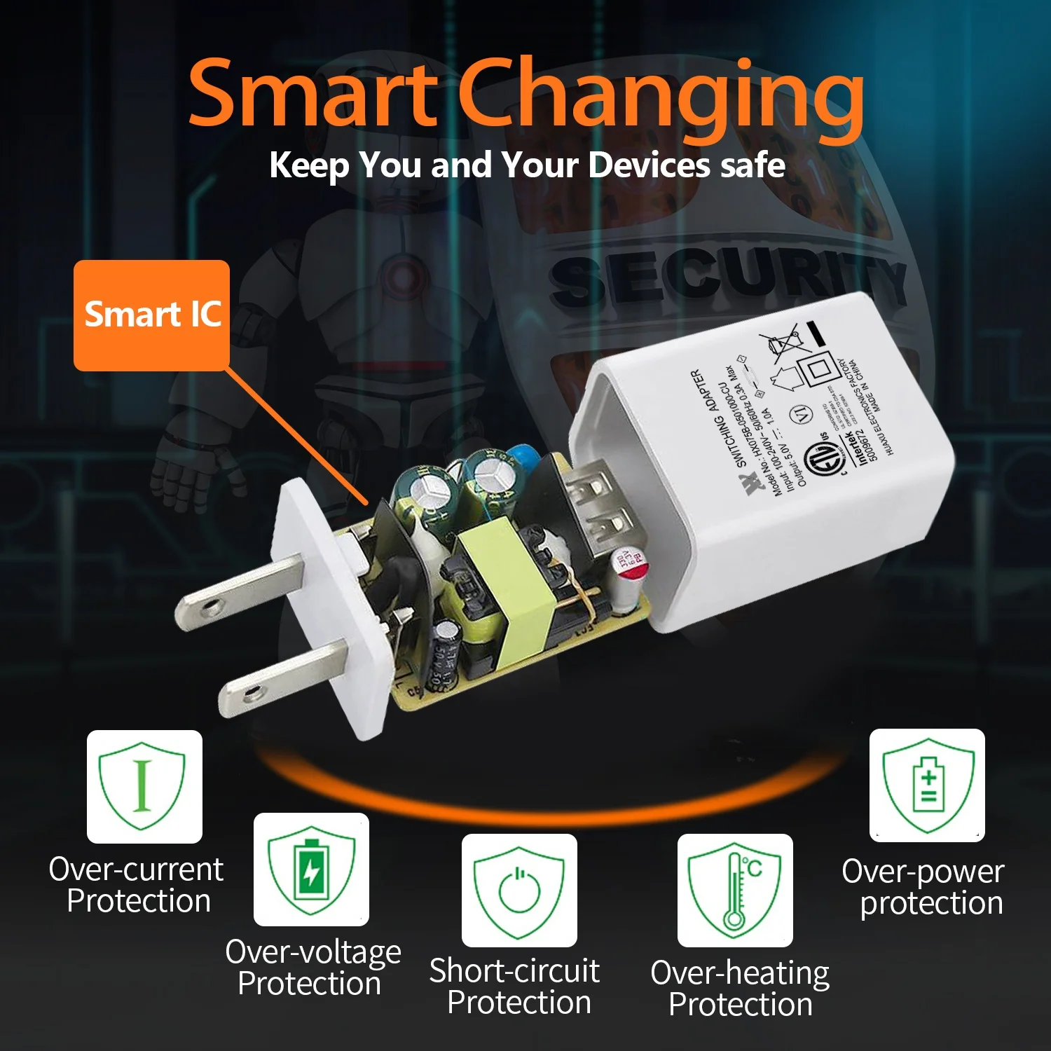 
ETL FCC Certificated USB Wall Power Adapters US PLUG 5V 1A 1.2A 1.5A One Port Power Adapter 