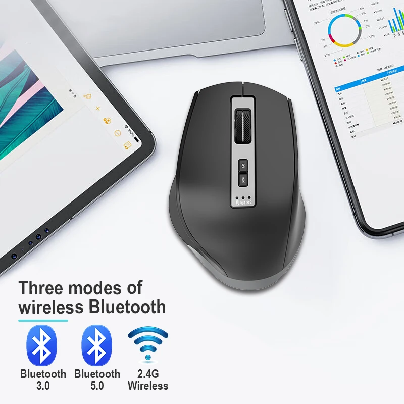 Hot Popular Custom Logo TYPE - C Charging Port Rechargeable Mouse Ergonomic Gaming Mouse 2.4G Wireless Bluetooth Mouse