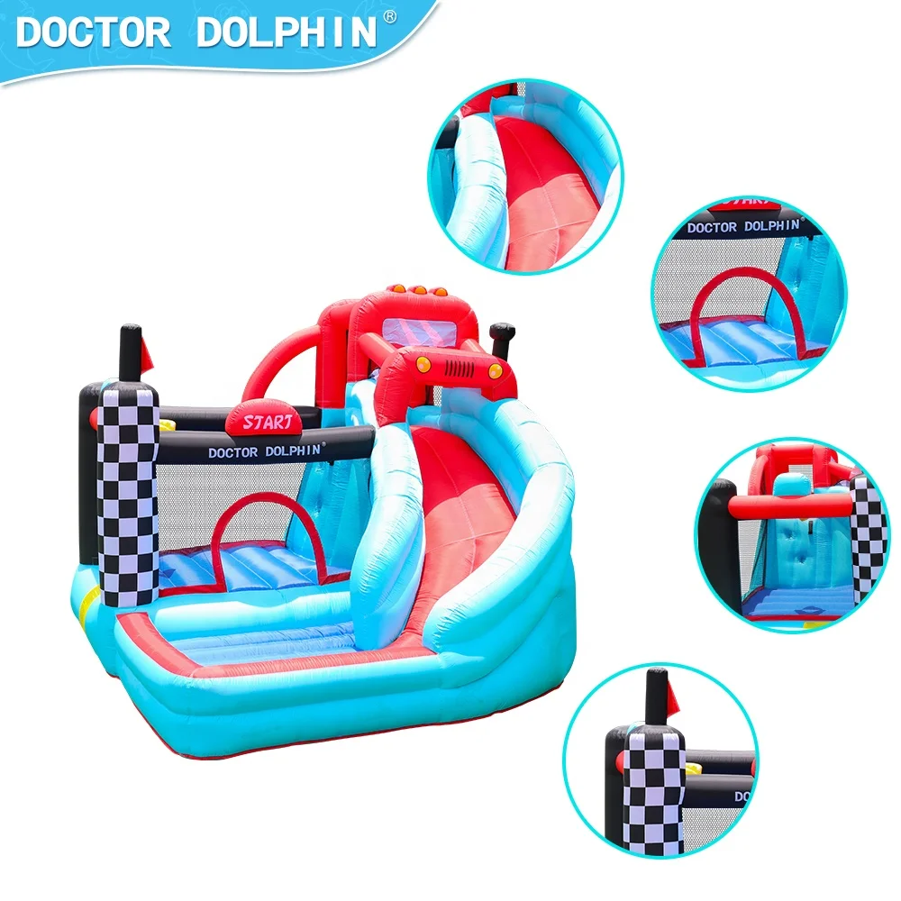 Doctor Dolphin Kids Play Indoor or Outdoor Car Bouncer Castle Inflatable With Slide Pool Bounce House Inflatable Bouncy Castle