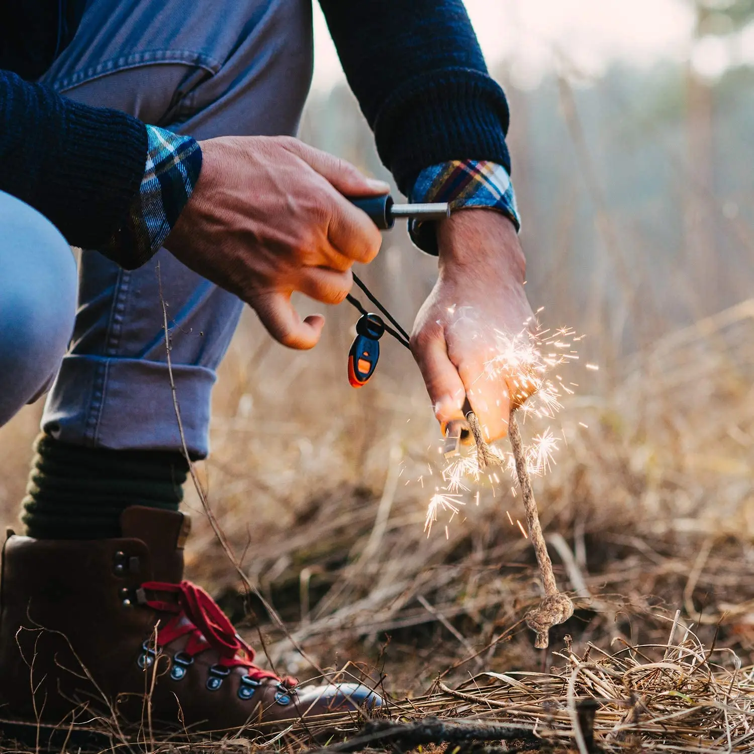 Bushcraft Survival  Hemp Rope Fire Starter Quick Tinder for Outdoor Camping Hiking Lighting Accessory