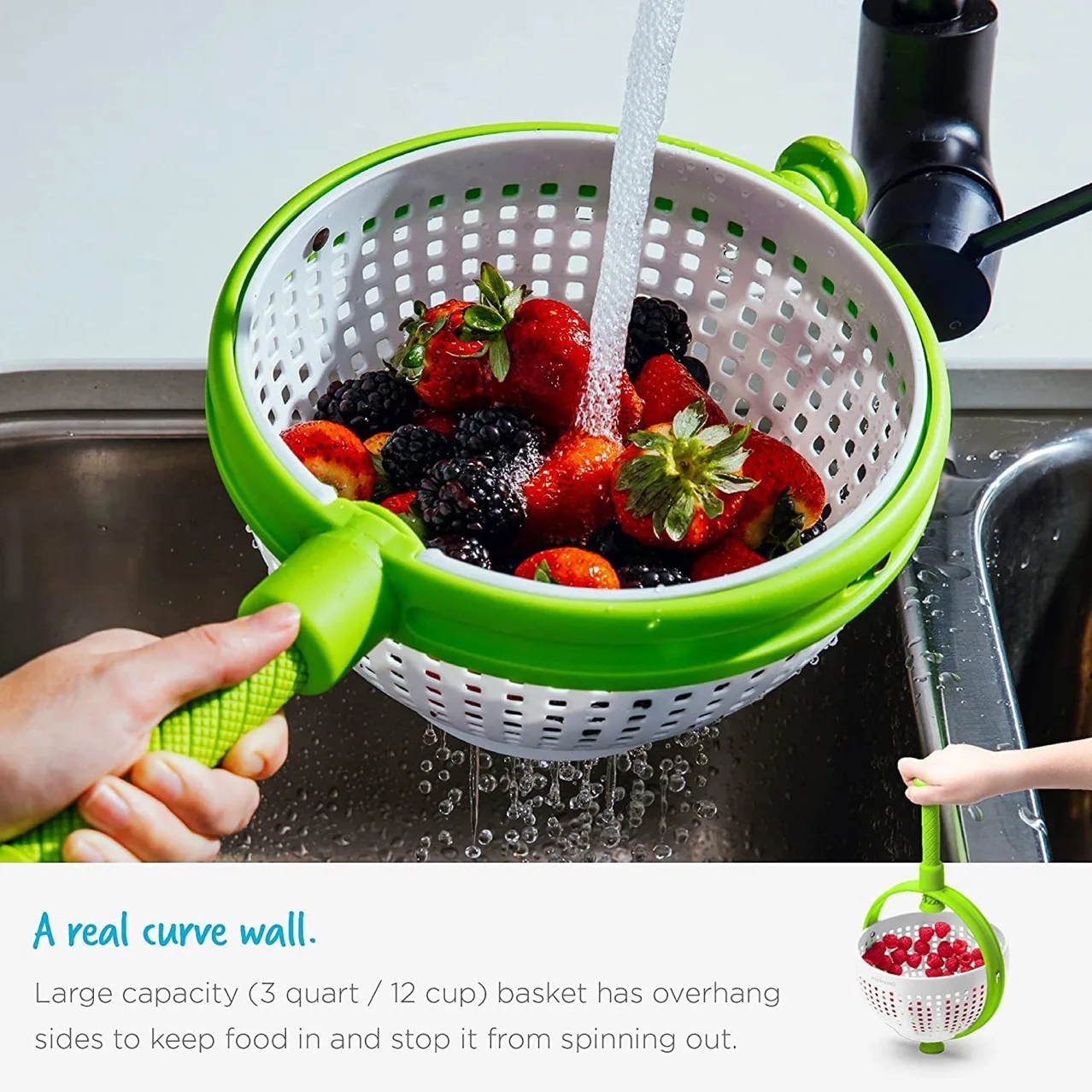360 Degree Spina Manual Lettuce Spinner Colander Draining Strainers Vegetable Rotating Drain Dryer Basket Salad Spinner