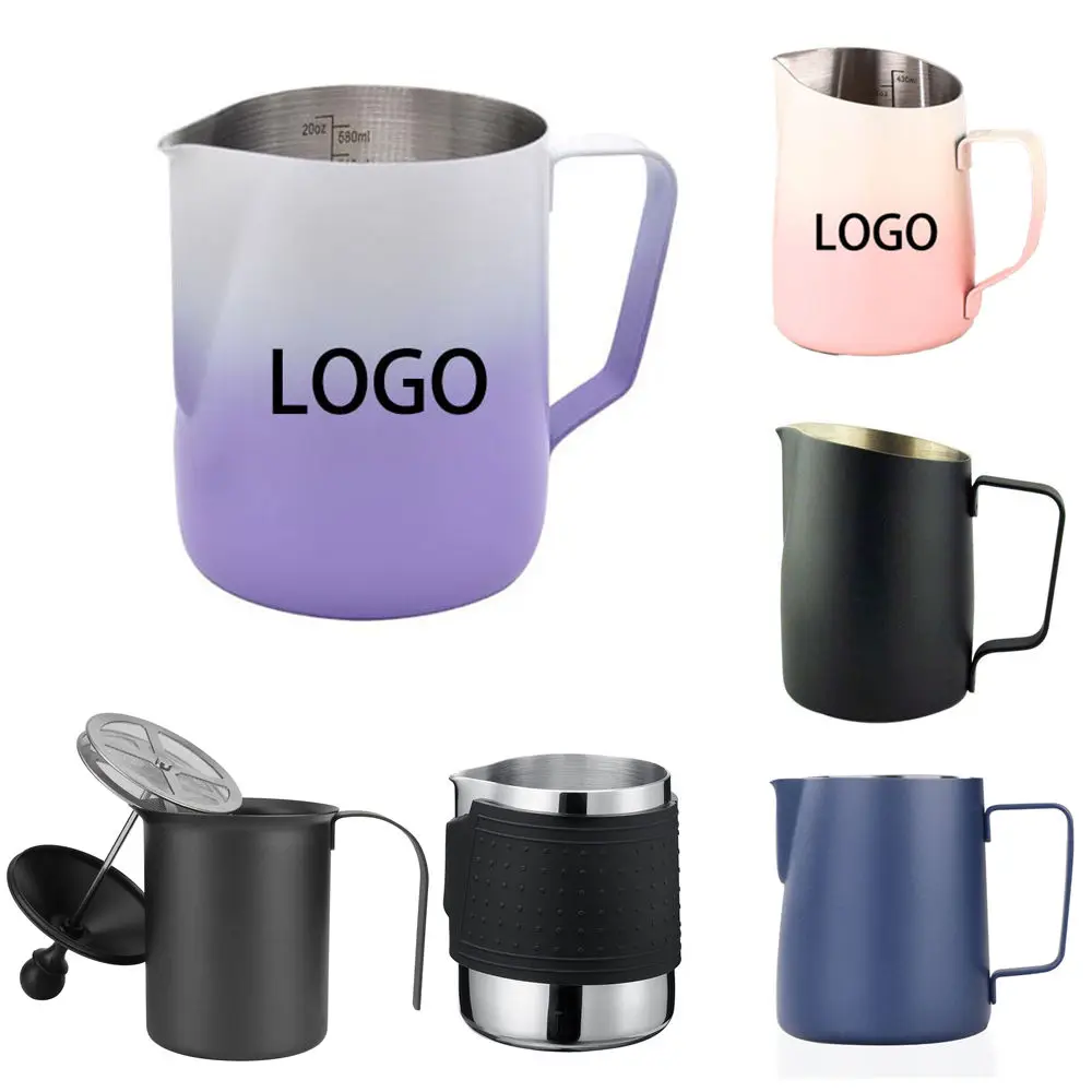 Wholesale Stainless Steel Sharp Mouth Espresso Coffee Milk Frother Scale Measuring Cup Barista Insulated Milk Jugs milk pitcher