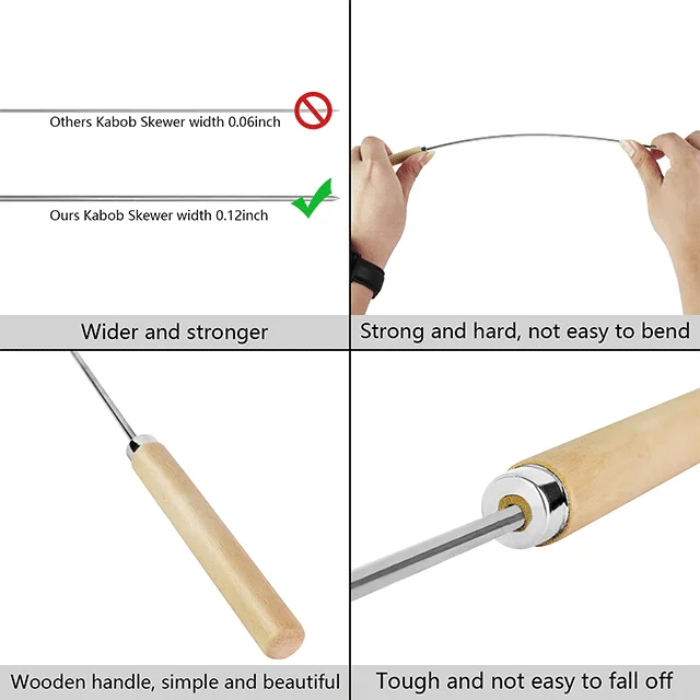 Шпажки из нержавеющей стали для барбекю, палочки для запекания, игла для Kabob гриля, плоские вилки для барбекю, для отдыха на открытом воздухе, пикника, барбекю