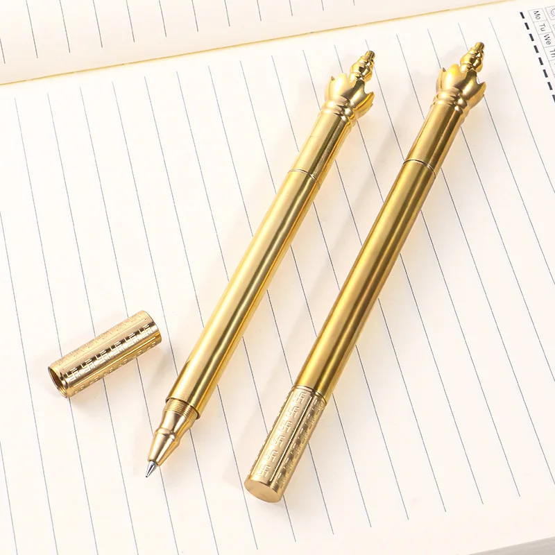New Creative Magic Wand Wand Pure Copper Water-based Signature Pen Gift Temple Buddhist Scriptures Brass Pen