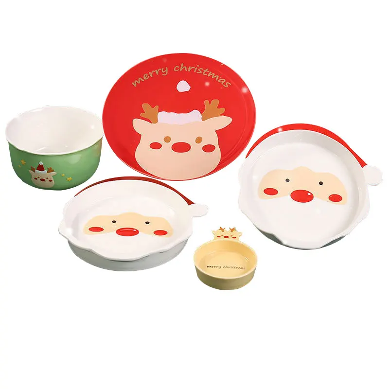 Hot Selling Christmas Bone China Dinnerware Set Tableware Plate Bowl Seasoning Dish Wholesale Porcelain Dinner Set Tableware