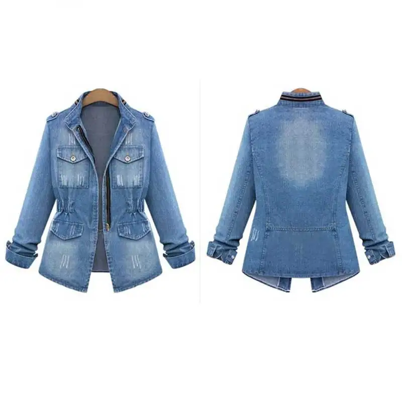 JACKETOWN wholesale denim jacketss women ladies jacket veste femme coat girls denim jean jacket 5xl