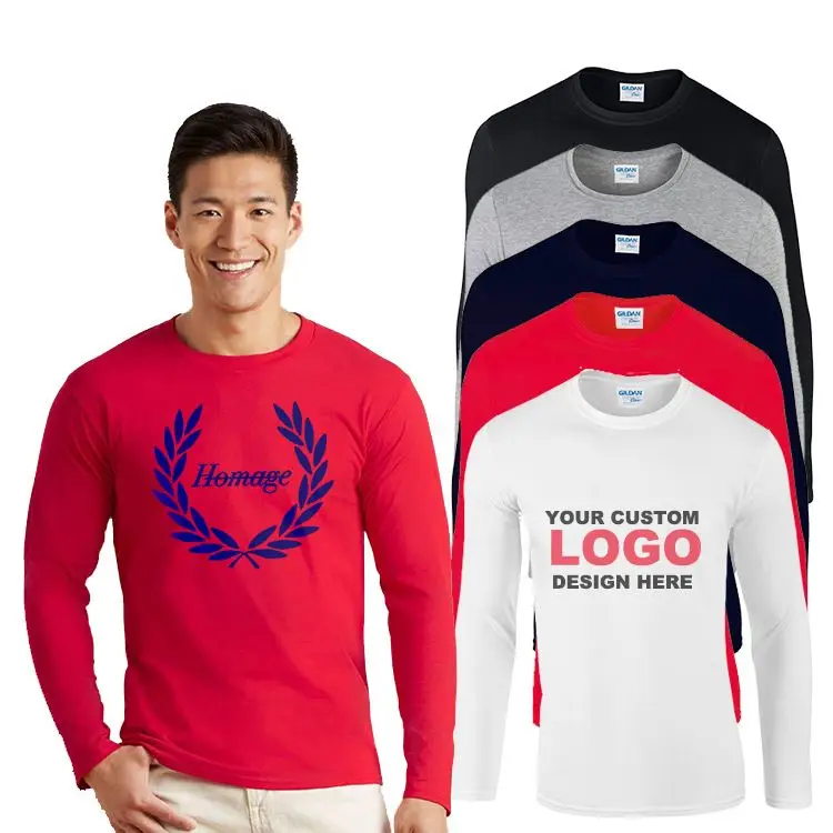 180G Promotional T-shirt Personalized Tee Merchandise Long Sleeve T Shirt Men