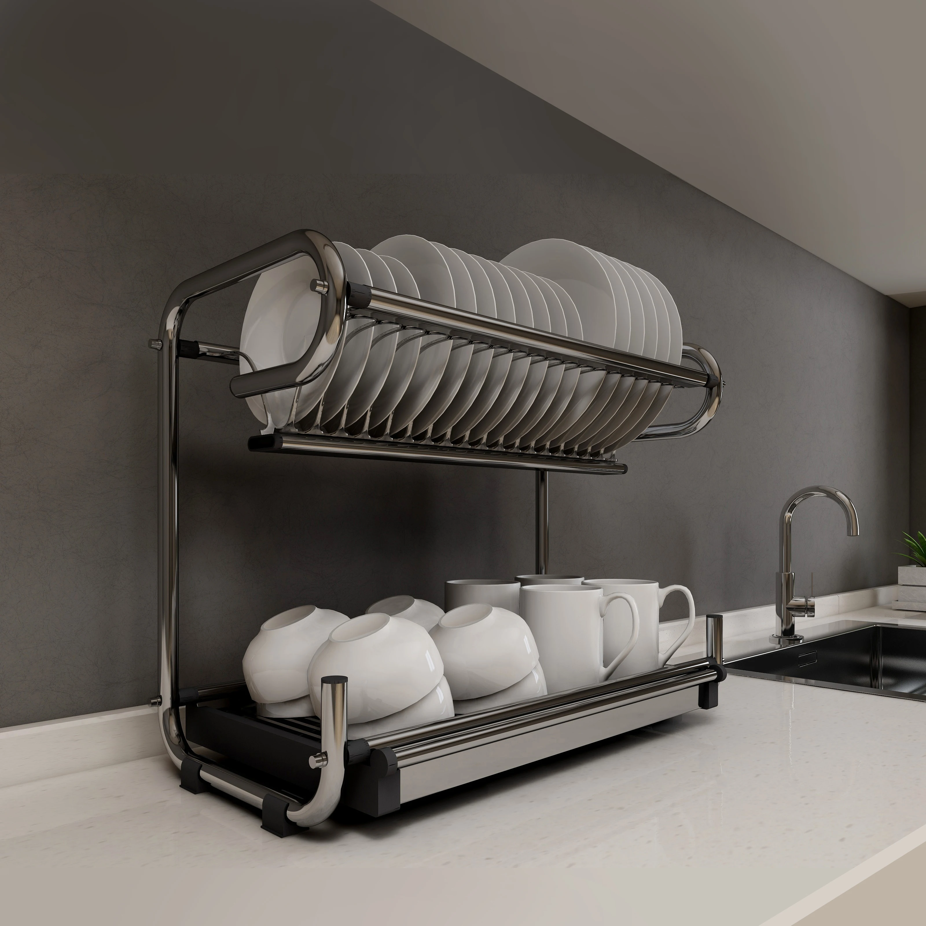 New Item with Patent of Assembely Telescopic Dish Rack Cabinet for Kitchen Bowls and Dishes