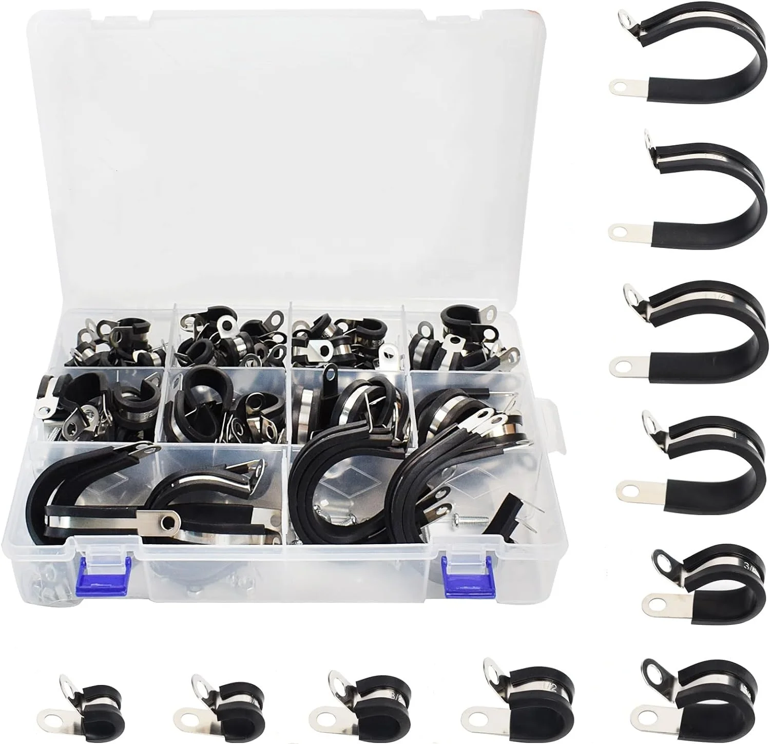 Factory Price Steel Wall Mount Pipe Clamp P Type Hose Clamp with Zinc Finish and Rubber Cushion