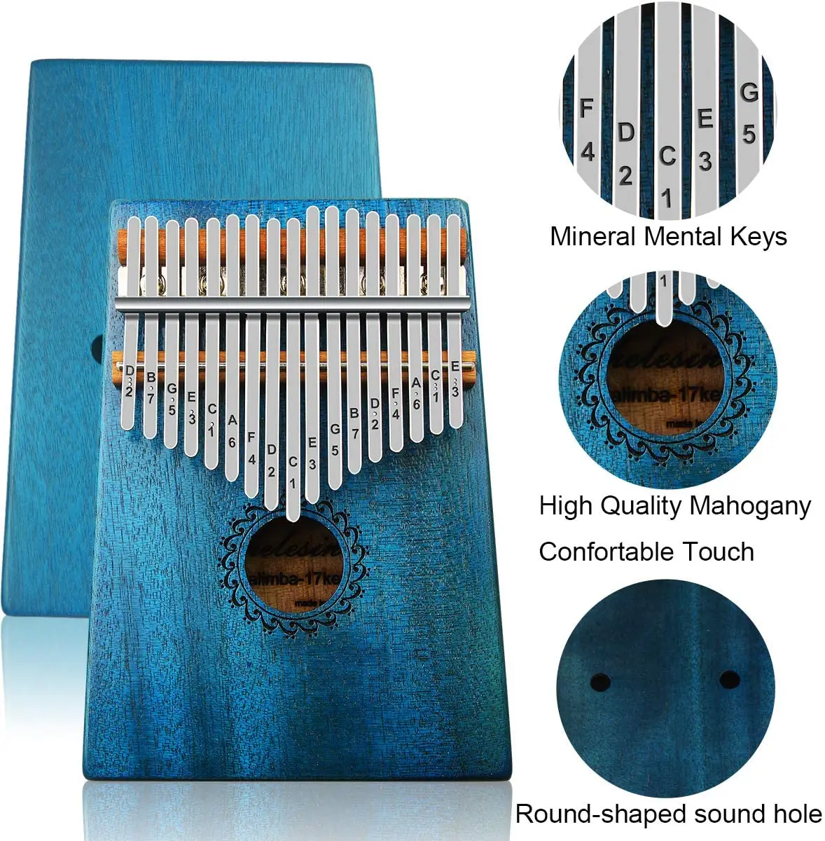  Kalimba большой палец пианино 17 клавиш с красным деревом портативный Mbira подарки для детей и профессиональное