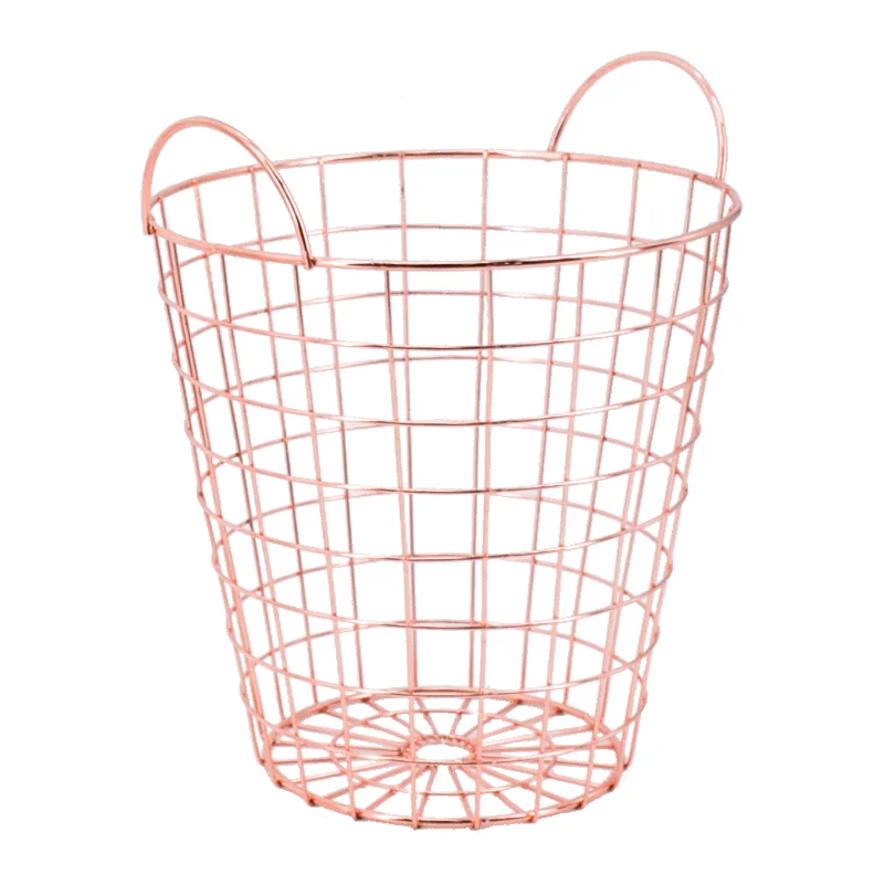 Storage Basket  Rose Gold Nordic Simple Style Metal Modern Home Storage Organization Metal Iron
