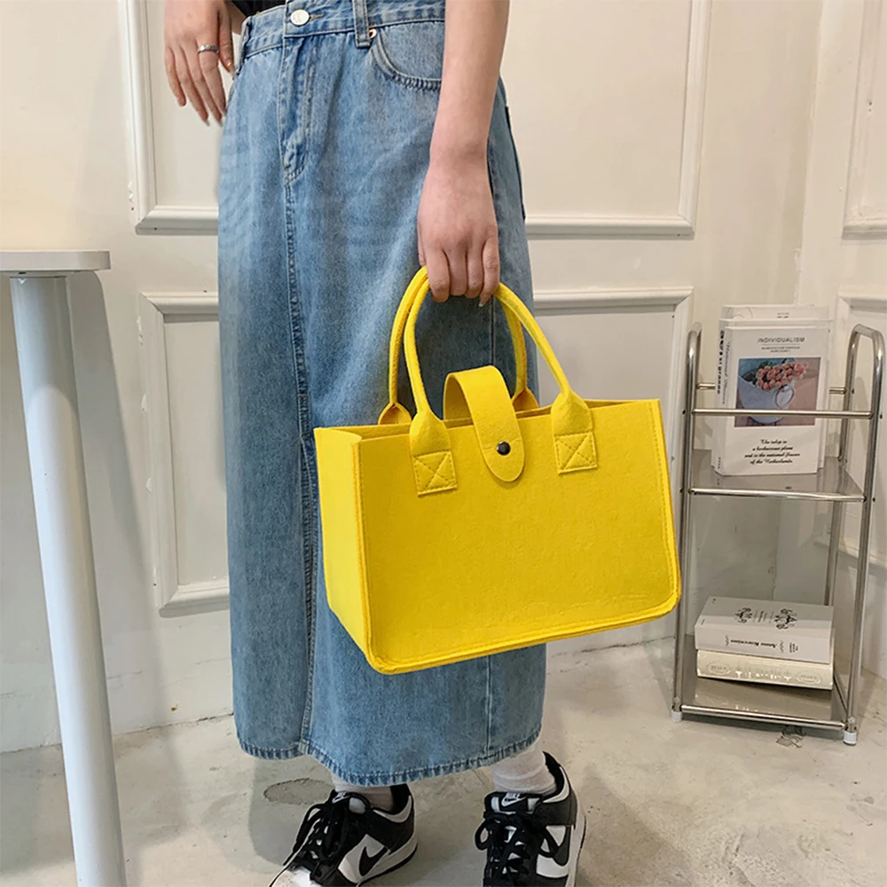 Custom Reusable Eco-friendly Casual Large Capacity women felt tote bag handbags wool felt shopping bag