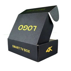 corrugated paper accept customized gold foil printing small black mailing boxes for postal