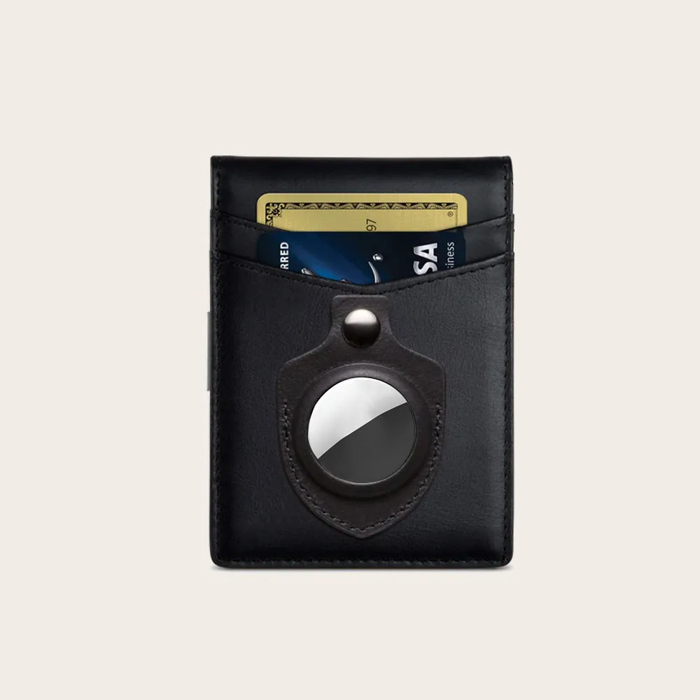 Custom logo Luxury Slim Card Holder Wallet Money Clip Rfid Leather Wallet for airtag Bifold Wallet