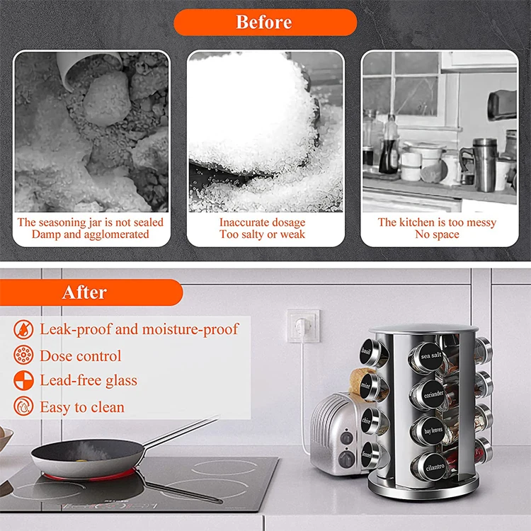 seasoning set meat oil smoking spice containers holder inside cabinet revolving rolling spice rack wood organizer containers