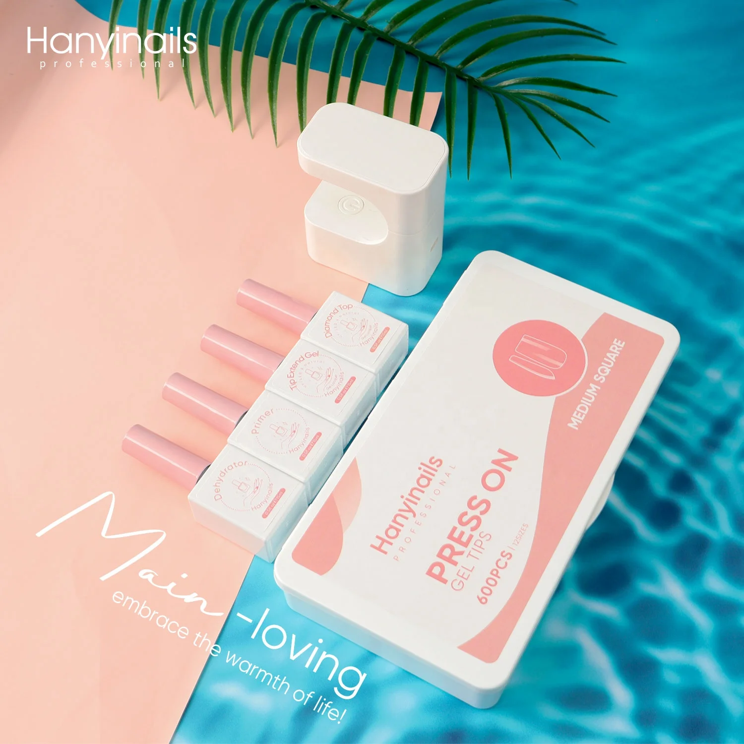 Hanyinails Medium Coffin Medium Square soft gel tips Gelly tips Nail Kit Packaging Box Nail Tips gel x nail kit with lamp