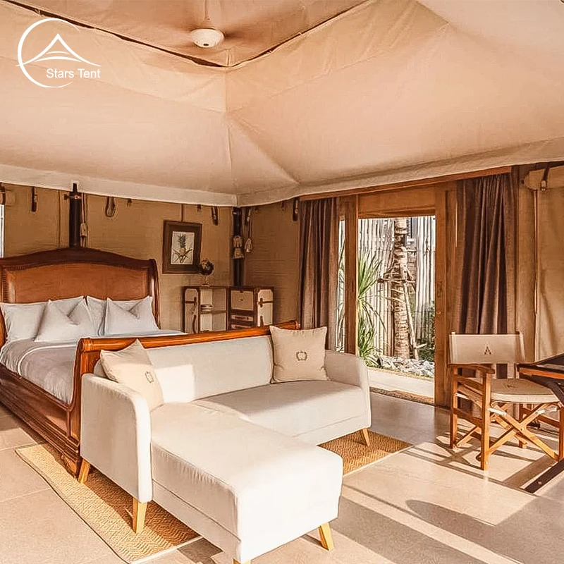 Glamping Outdoor Luxury Hotel Canvas Safari Tent With Stove