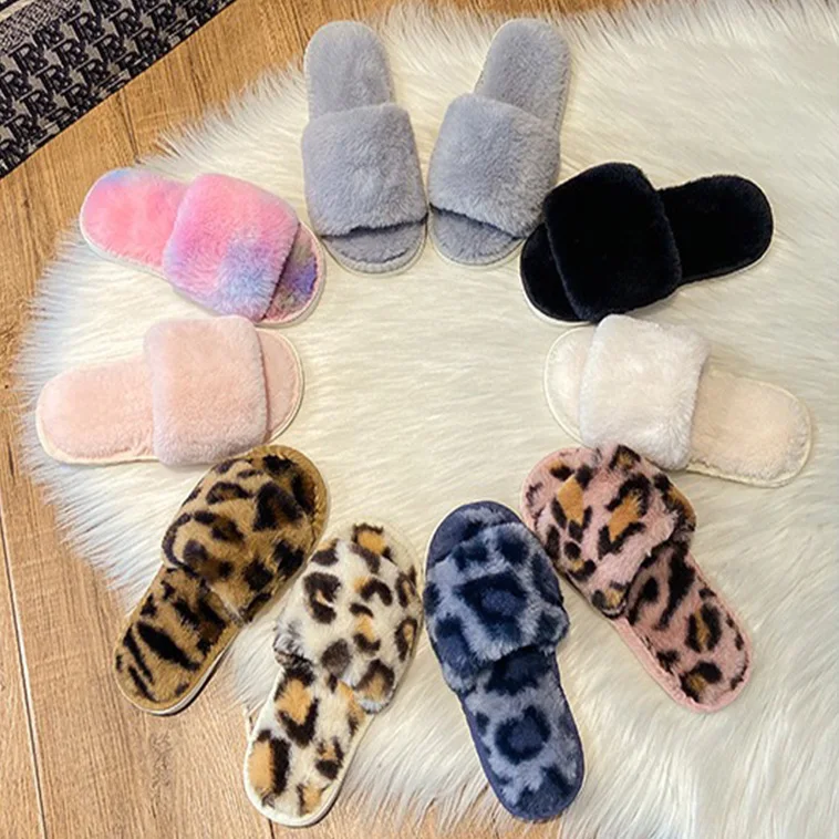 Premium soft plush slippers cartoon warm winter home slippers kids fur slippers 2022