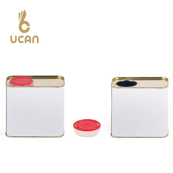 Mini Tin Box 0.5L Rectangle Tin Container for Paint with White Color Square 0.5 L Metal Tin Can for  Oil thinner Epoxy Packaging