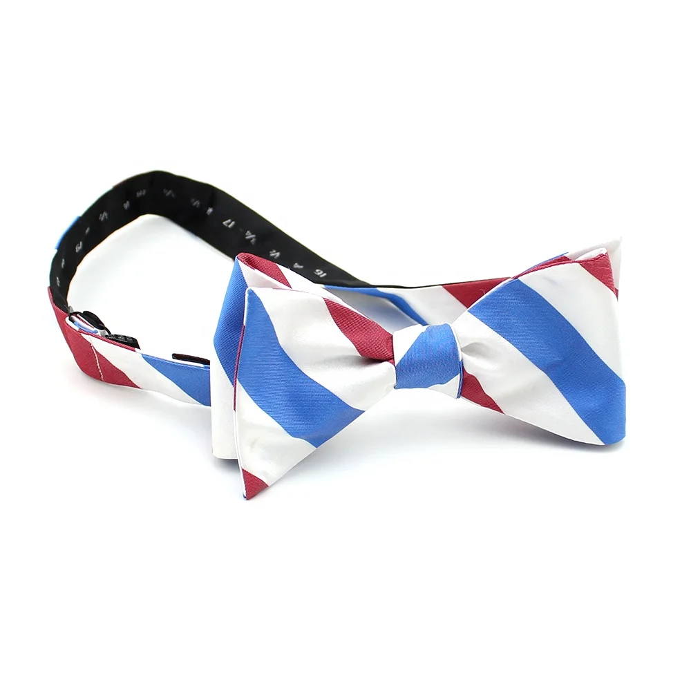 Self Tie Bow Ties For Men Preppy Look Butterfly Wholesale Blue Red College Stripe Polyester Detachable Bow Ties Manufacturers