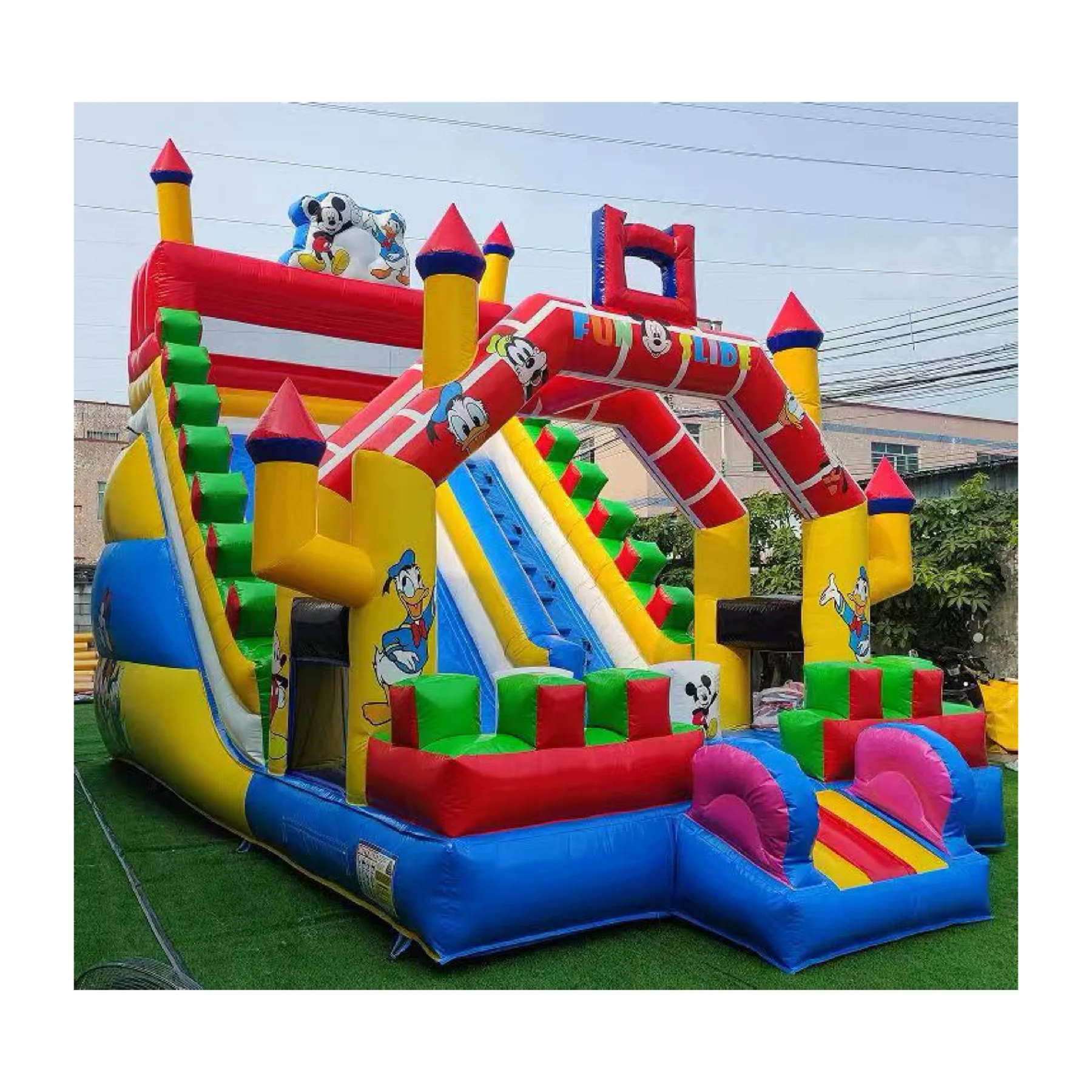 Commercial PVC Inflatable Slide Backyard Party Hot Summer Fun Climbing Inflatable Dry Slide Combo For Kids