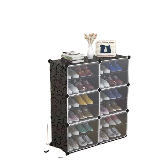 Home Decoration Shoe Rack Brown Box Living Room Furniture Plastic Modern Shoe Cabinet Black Wardrobe Bedroom Furniture 1pcs