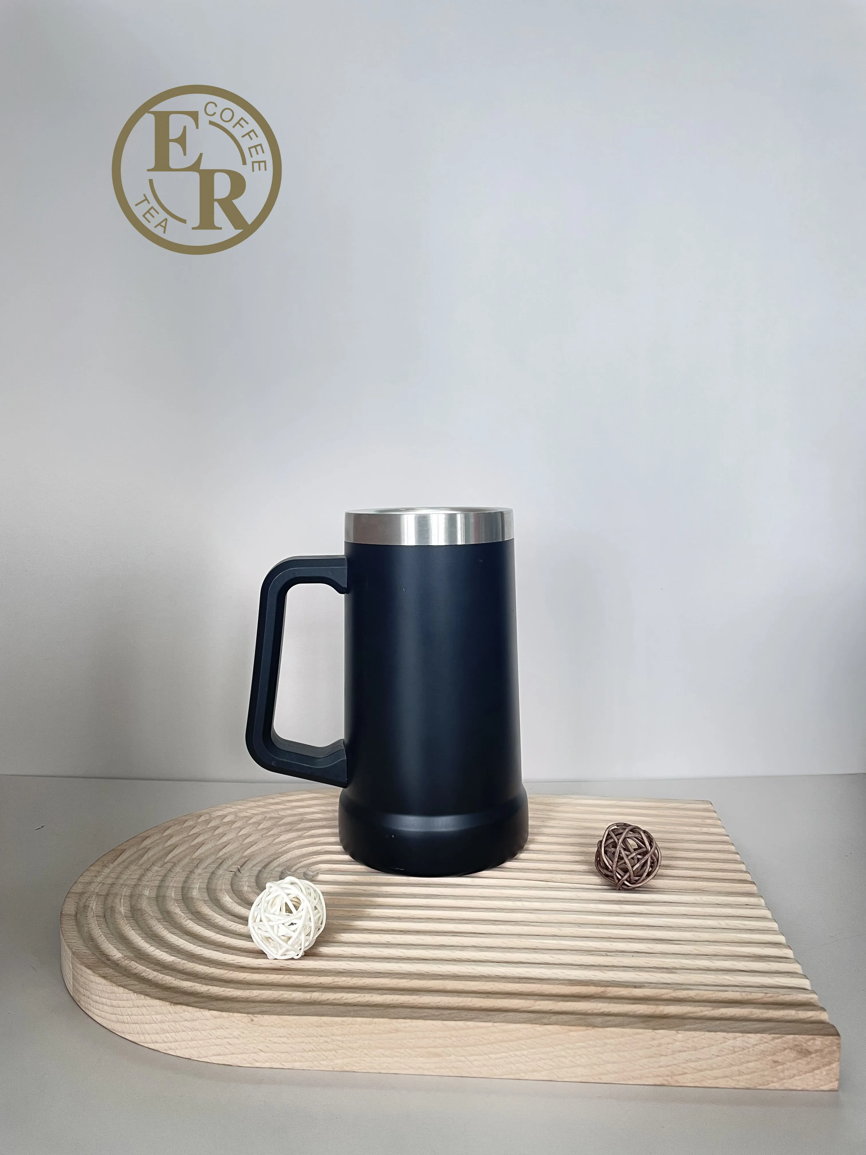 ER Classic Beer Stein 24 oz double wall Insulated Beer Party Mug and Tumbler Matte black